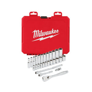 MILWAUKEE 1/4″ Drive 28pc Ratchet & Socket Set – Metric 48-22-9504