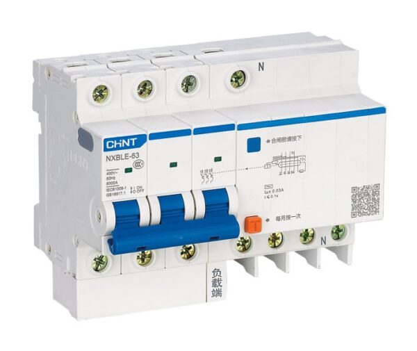 CHINT Residual Current Operated Circuit Breaker with Over-Current Protection (RCBO) NXBLE-63 3P+N 30mA 6kA (16A-63A)